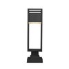 Z-Lite Barwick 1 Light Outdoor Pier Mounted Fixture, Black & Etched 585PHMS-SQPM-BK-LED